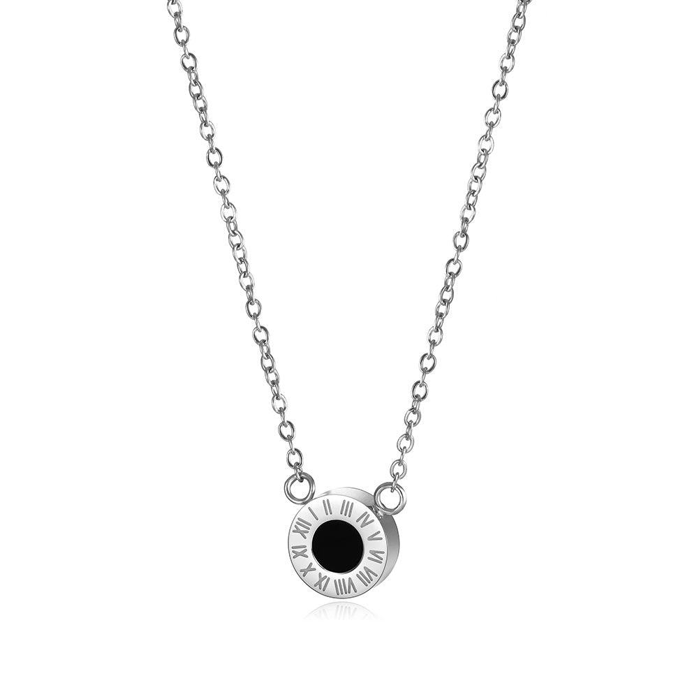 Round digital black gemstone necklace-NSSN642STBK