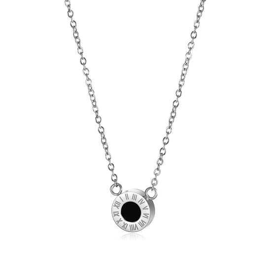 Round digital black gemstone necklace-NSSN642STBK