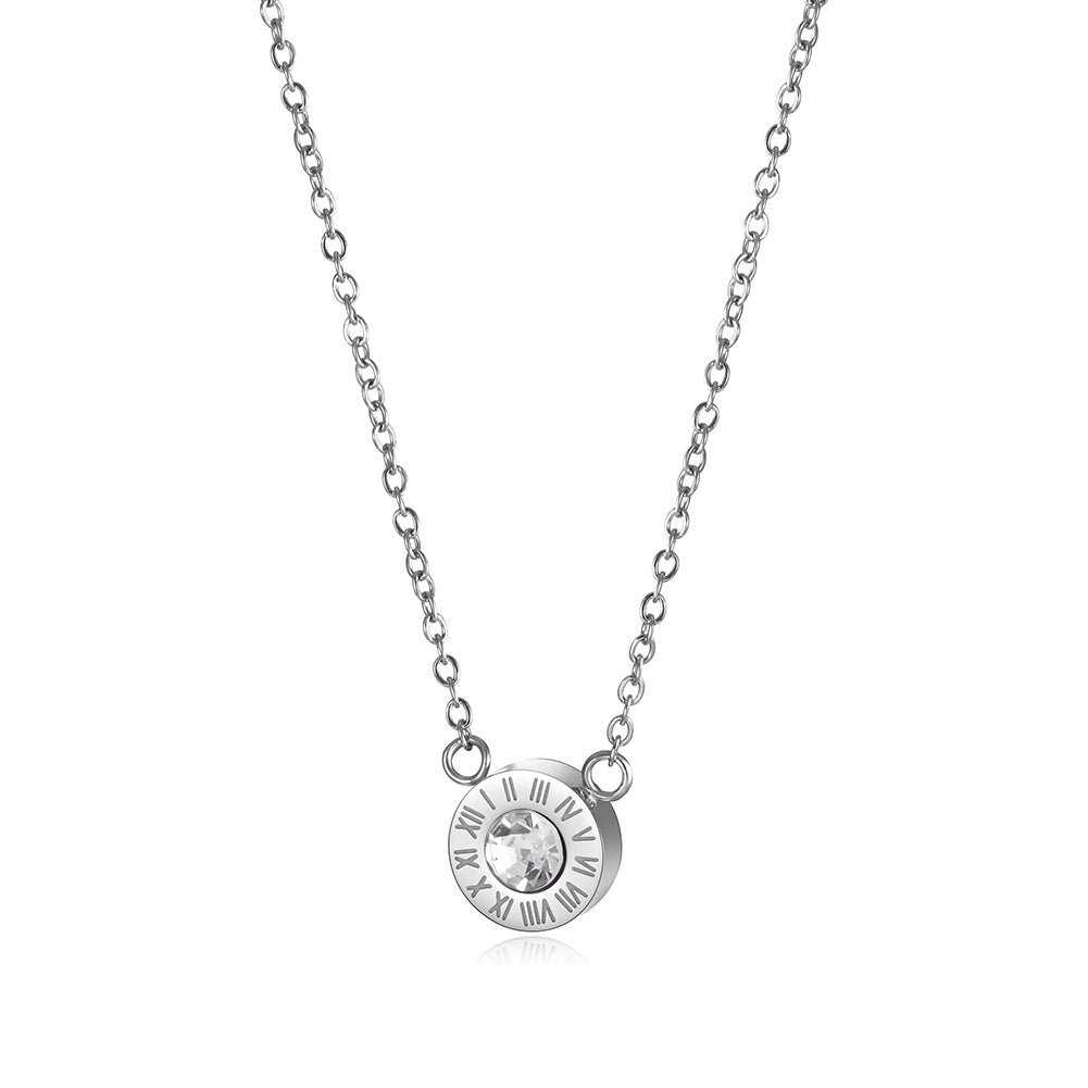 Circular digital zircon necklace-NSSN642ST