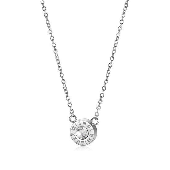 Circular digital zircon necklace-NSSN642ST
