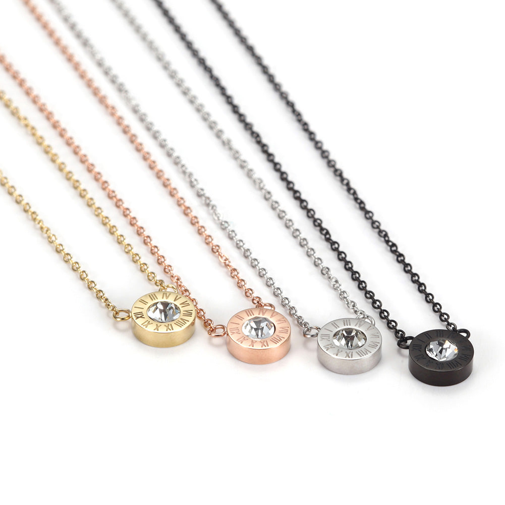 Circular digital zircon necklace-NSSN642ST