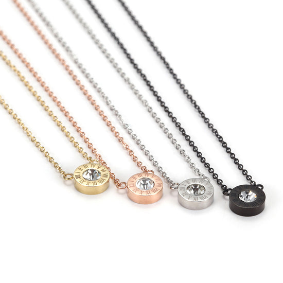 Circular digital zircon necklace-NSSN642ST