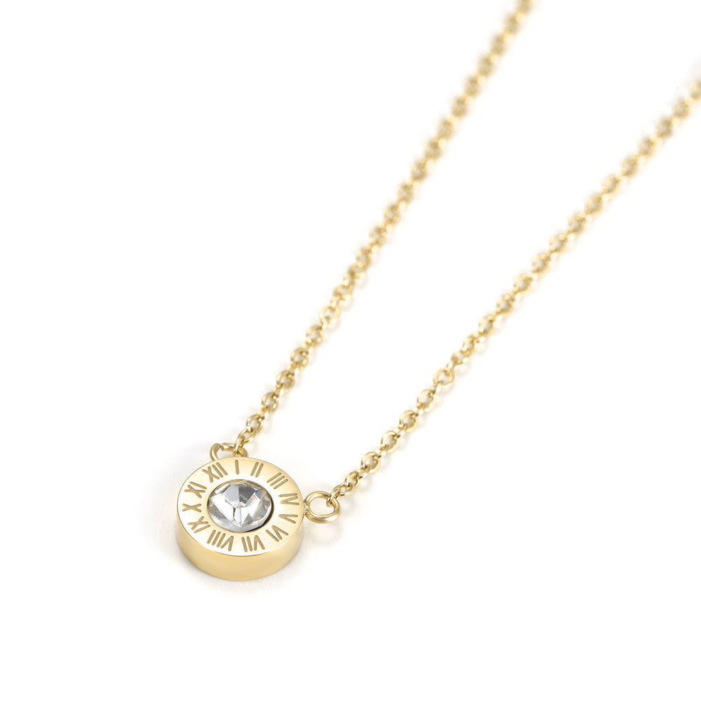 Circular digital zircon necklace-NSSN642ST