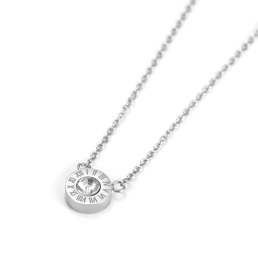 Circular digital zircon necklace-NSSN642ST