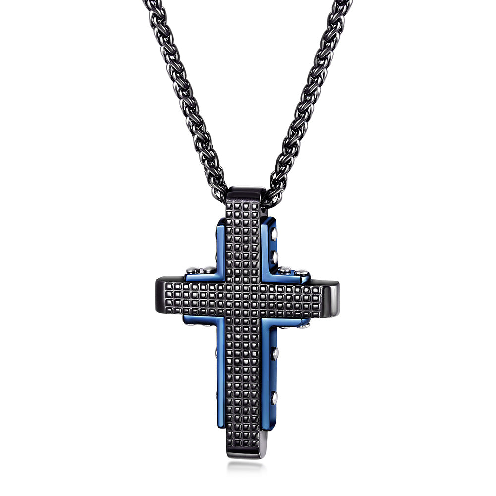 Creative Cross Necklace-NSSN643STSCBL