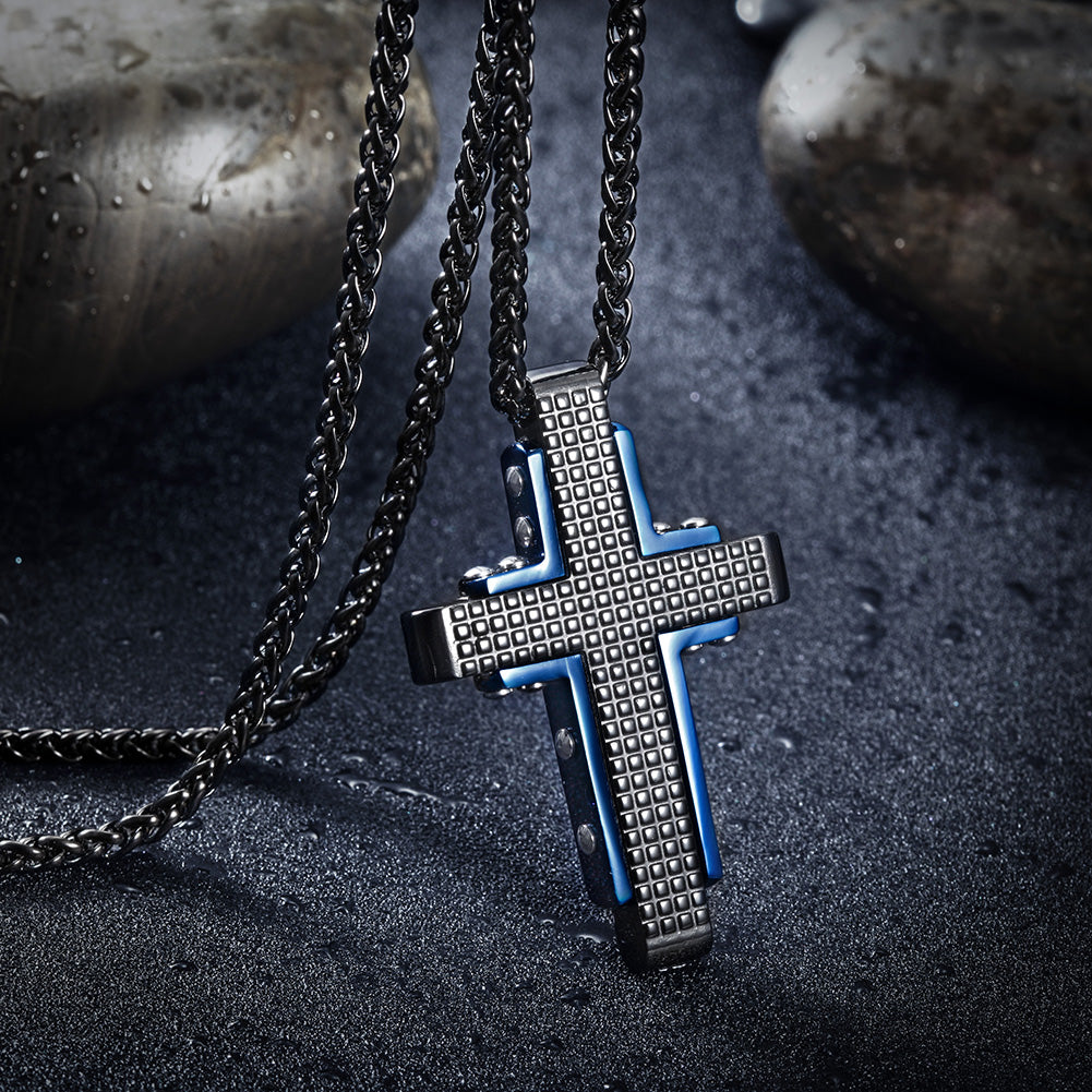 Creative Cross Necklace-NSSN643STSCBL