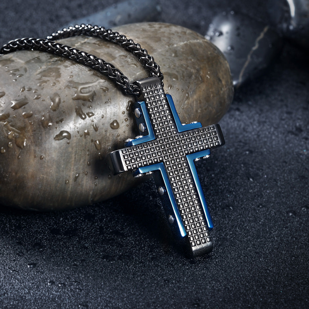 Creative Cross Necklace-NSSN643STSCBL