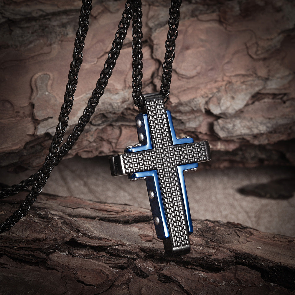 Creative Cross Necklace-NSSN643STSCBL