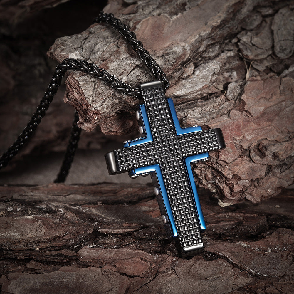 Creative Cross Necklace-NSSN643STSCBL