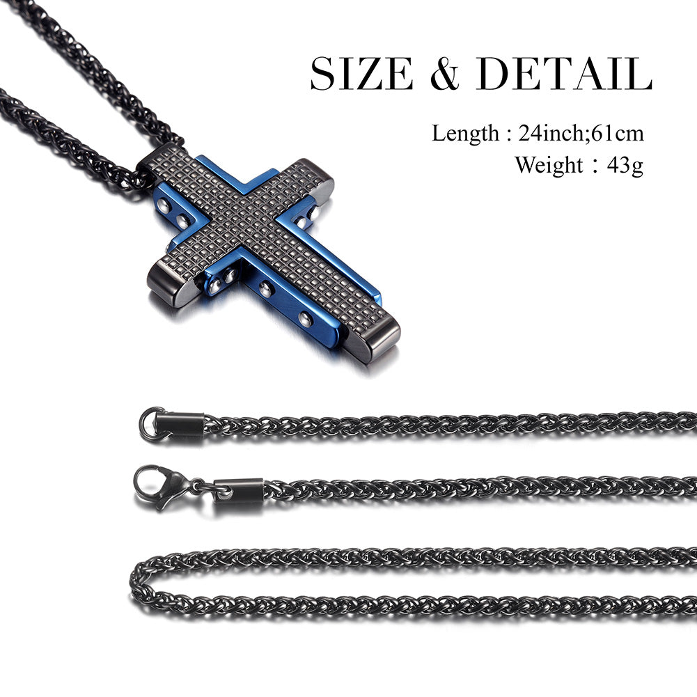 Creative Cross Necklace-NSSN643STSCBL