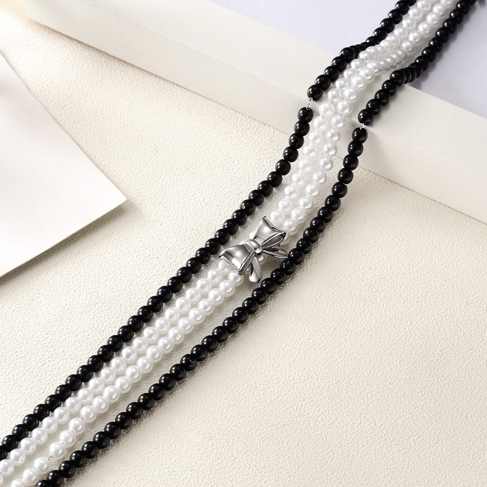 Silver bow necklace-NSSN650ST