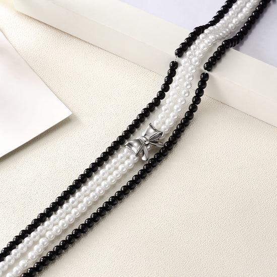 Silver bow necklace-NSSN650ST