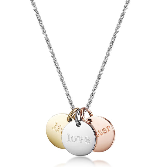 Circular multi-color letter pendant necklace-NSSN657ST