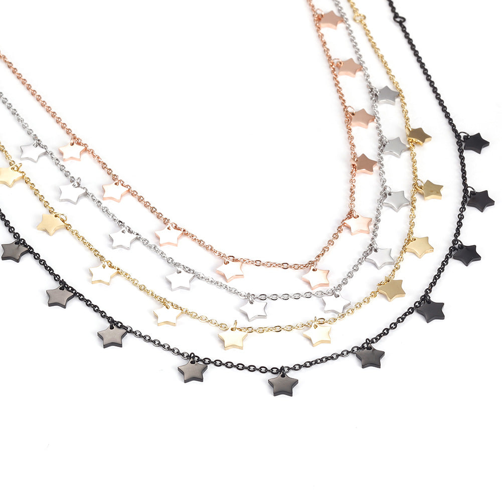 Five pointed star necklace-NSSN666ST