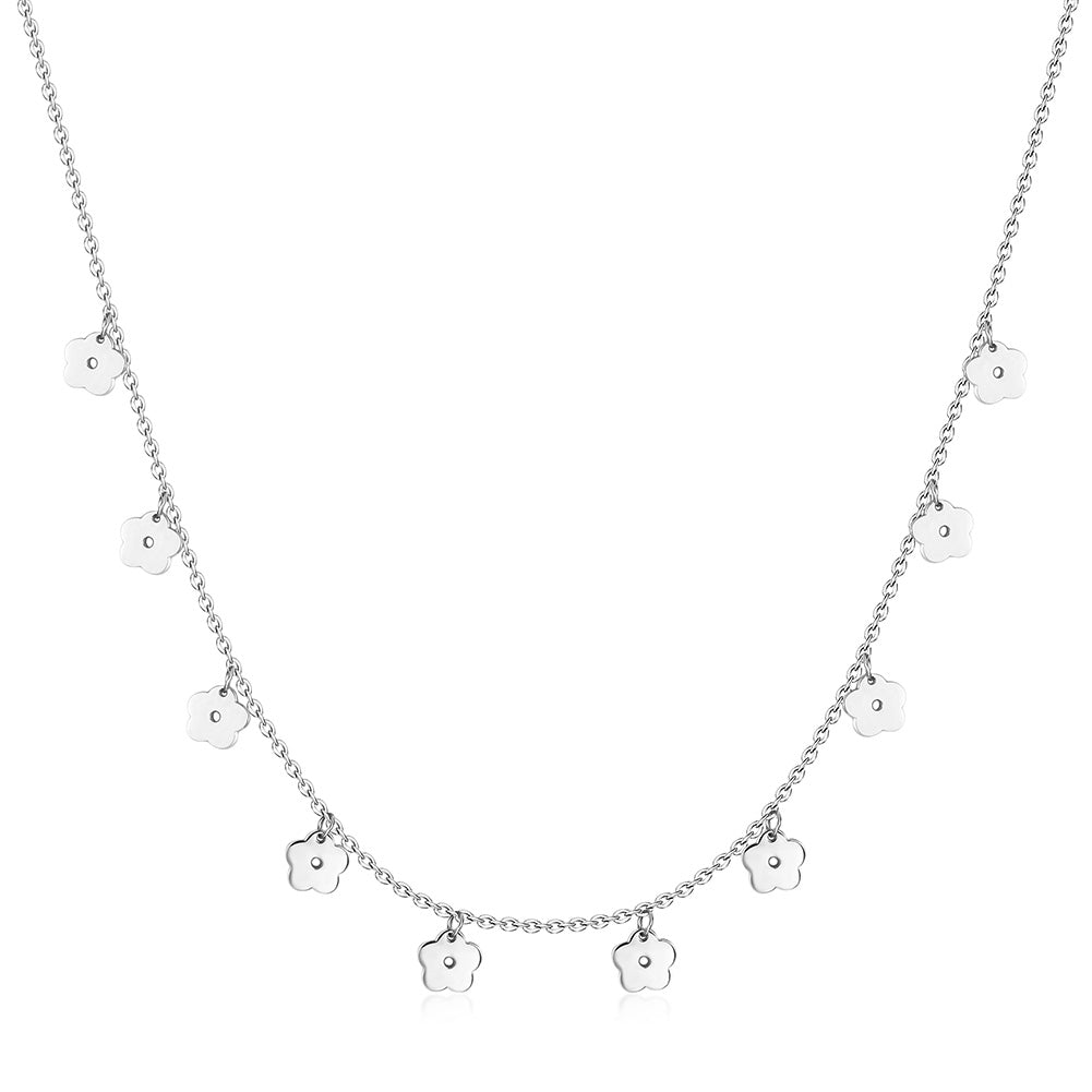 Stainless steel floral necklace-NSSN676ST