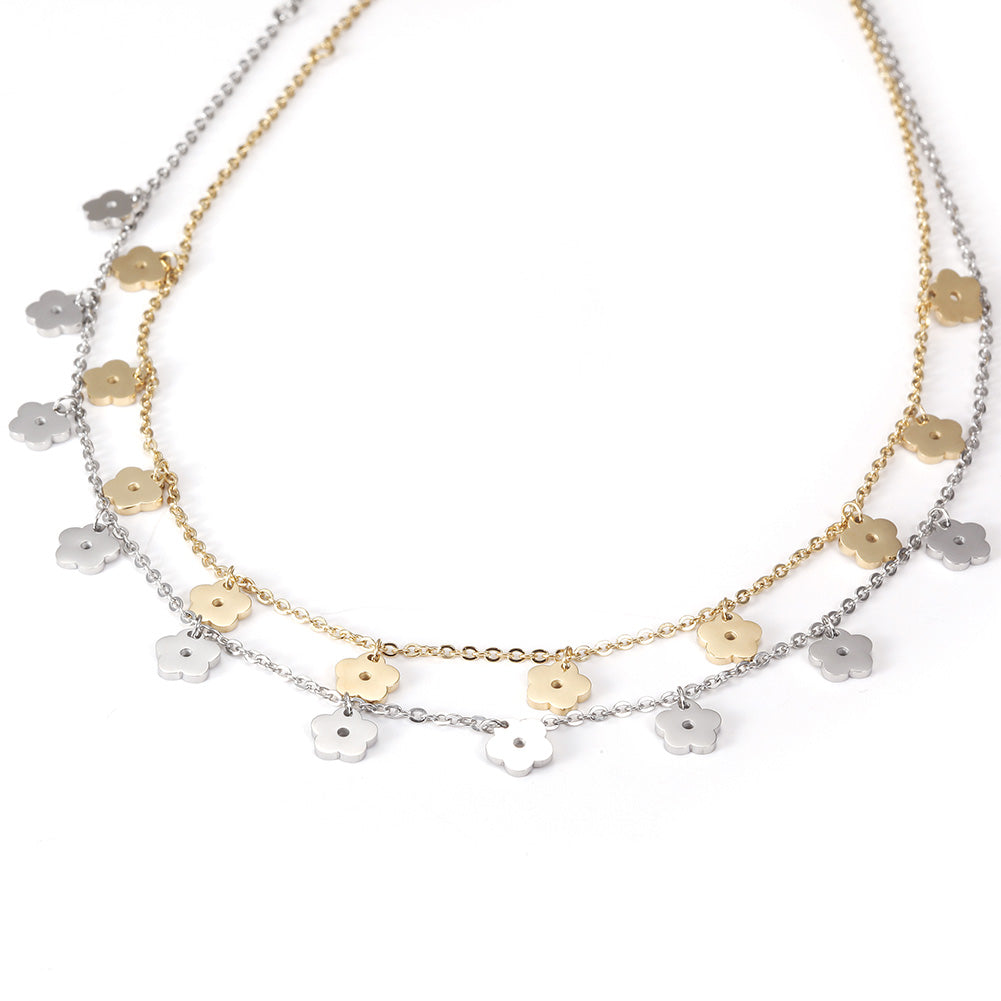 Stainless steel floral necklace-NSSN676ST