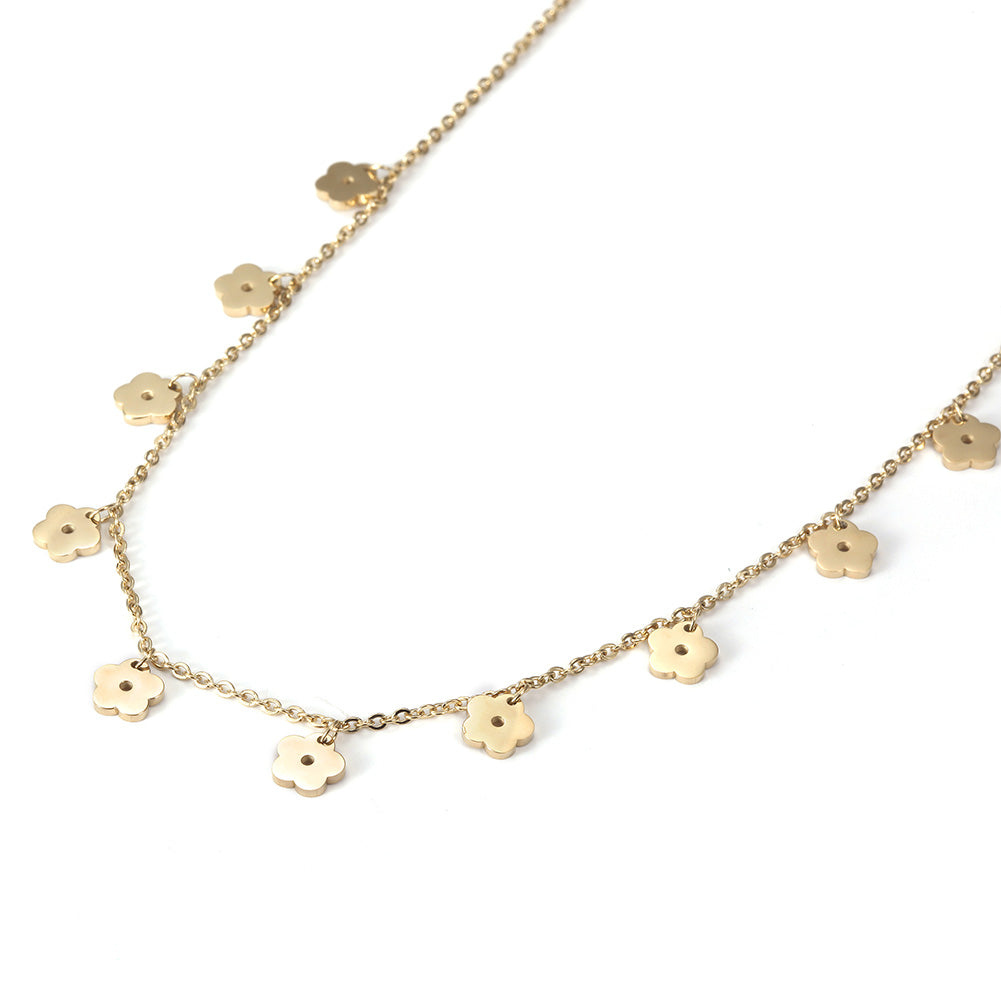 Stainless steel floral necklace-NSSN676ST
