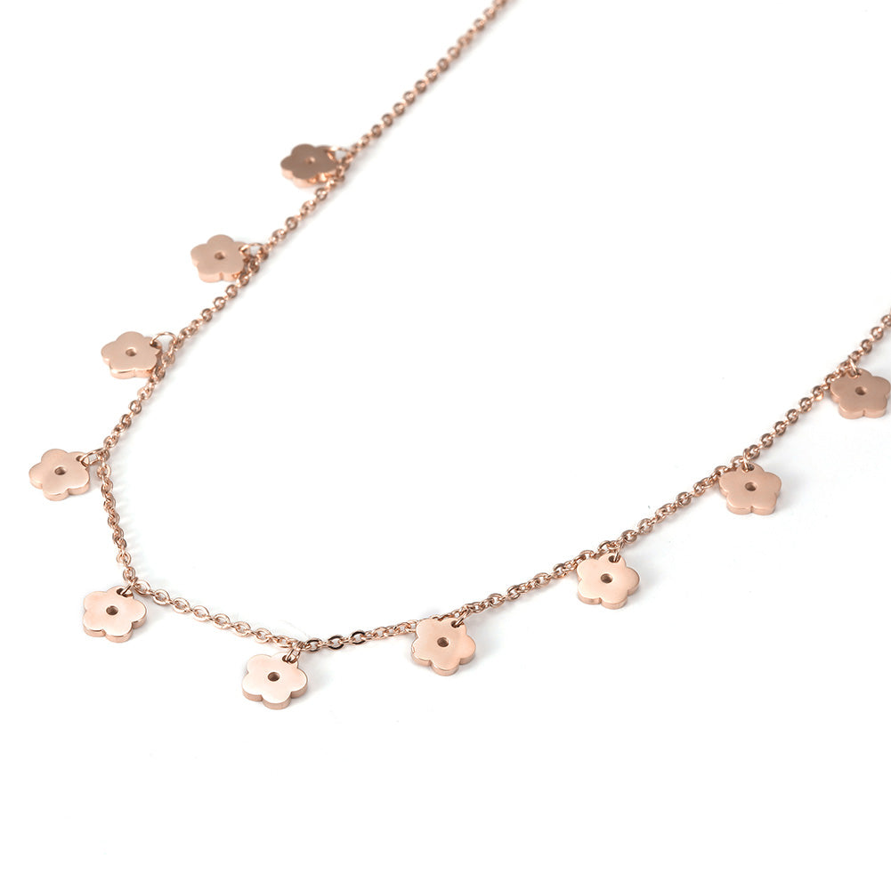 Stainless steel floral necklace-NSSN676ST