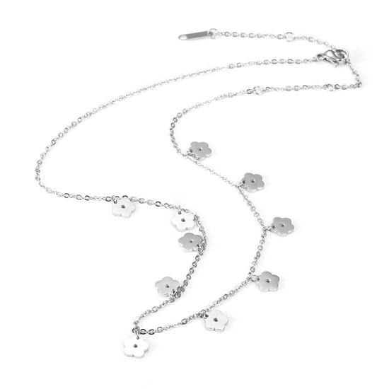 Stainless steel floral necklace-NSSN676ST