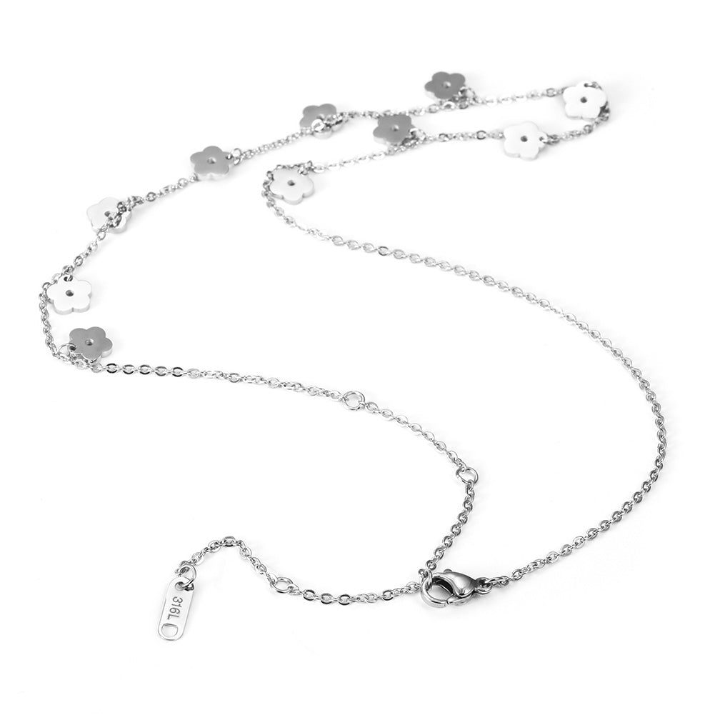 Stainless steel floral necklace-NSSN676ST