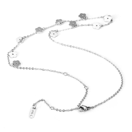 Stainless steel floral necklace-NSSN676ST