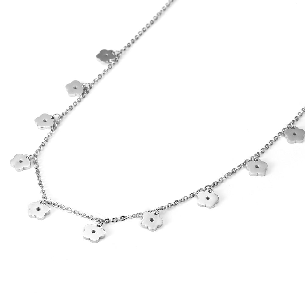 Stainless steel floral necklace-NSSN676ST