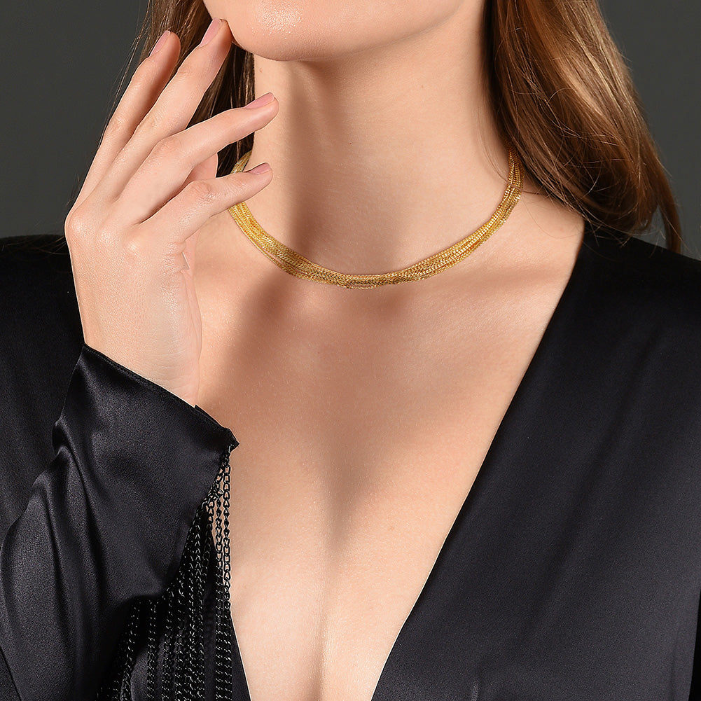 Golden Chain Necklace-NSSN679STGC
