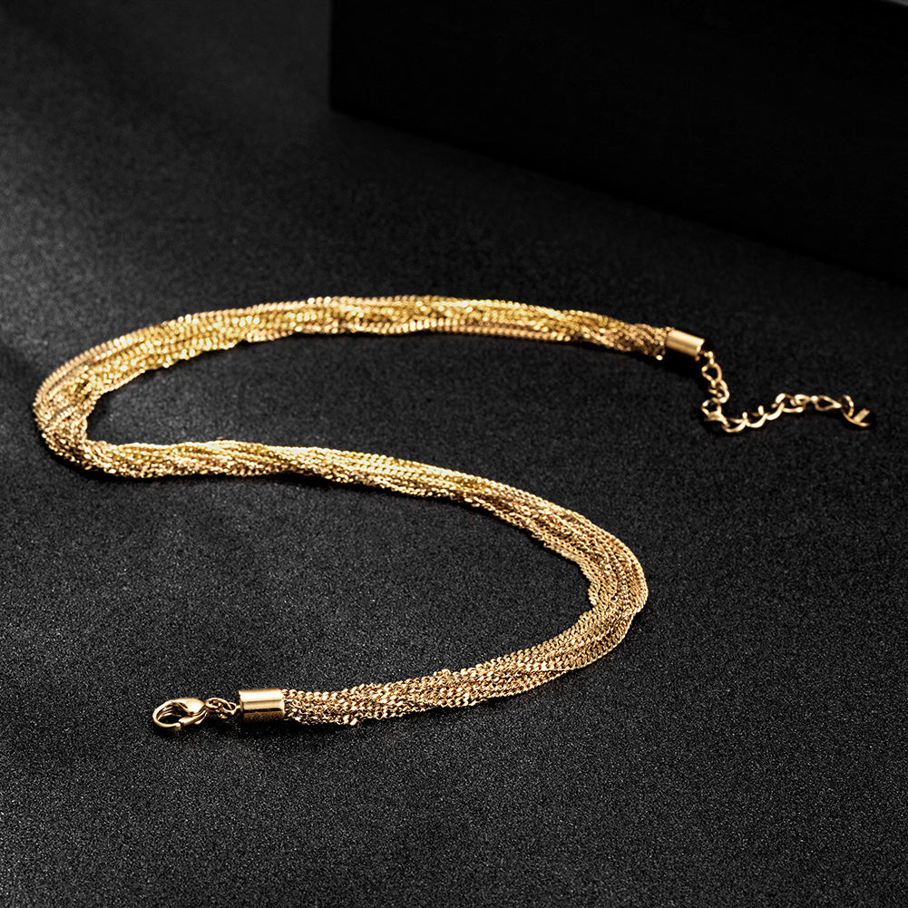 Golden Chain Necklace-NSSN679STGC
