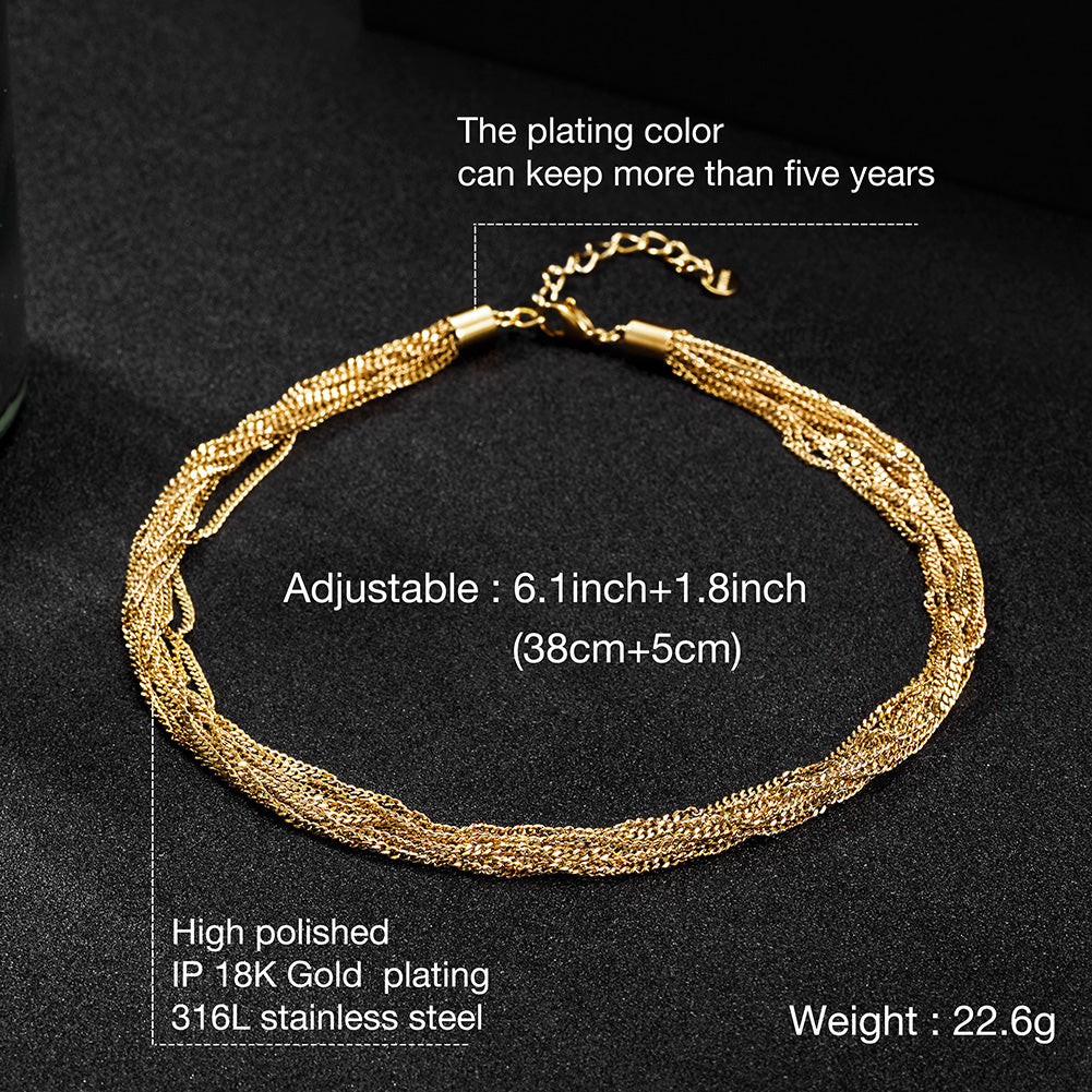Golden Chain Necklace-NSSN679STGC