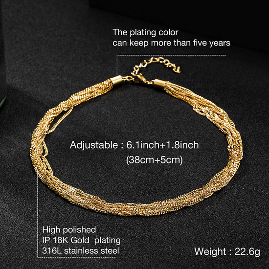 Golden Chain Necklace-NSSN679STGC
