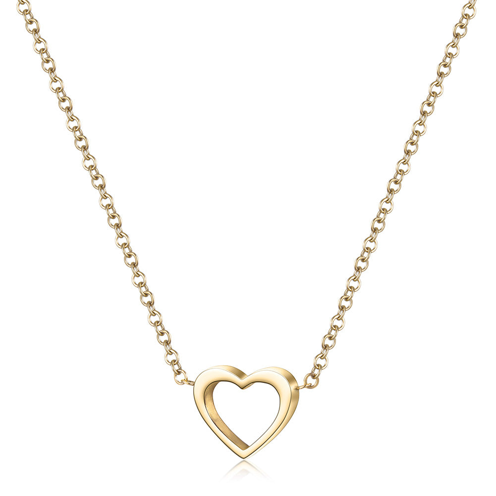 Minimally hollowed out heart-shaped necklace-NSSN680ST