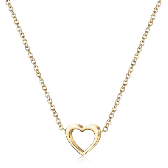 Minimally hollowed out heart-shaped necklace-NSSN680ST