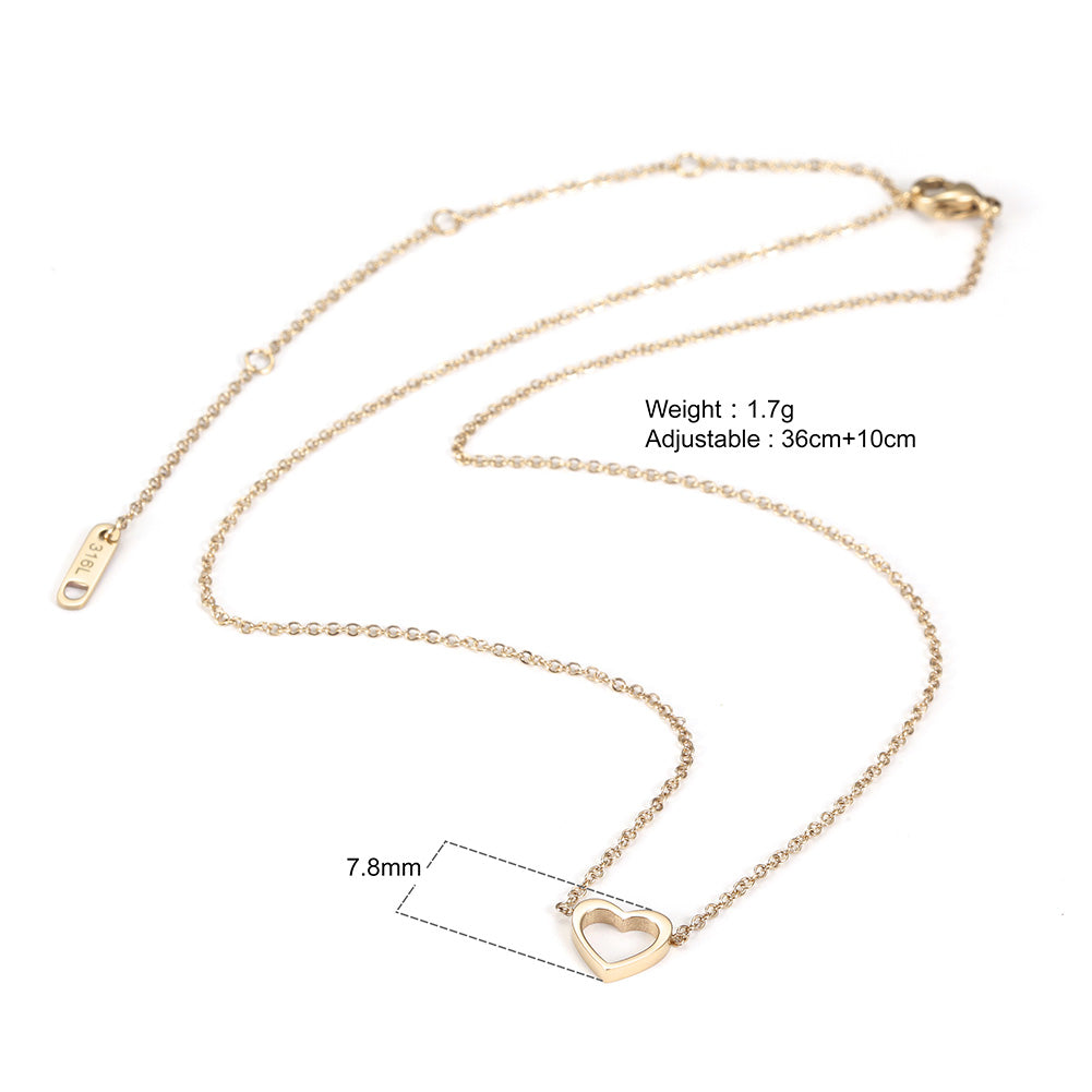 Minimally hollowed out heart-shaped necklace-NSSN680ST