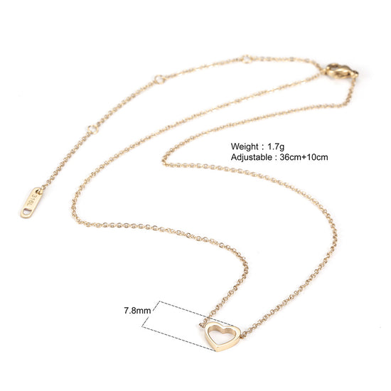 Minimally hollowed out heart-shaped necklace-NSSN680ST
