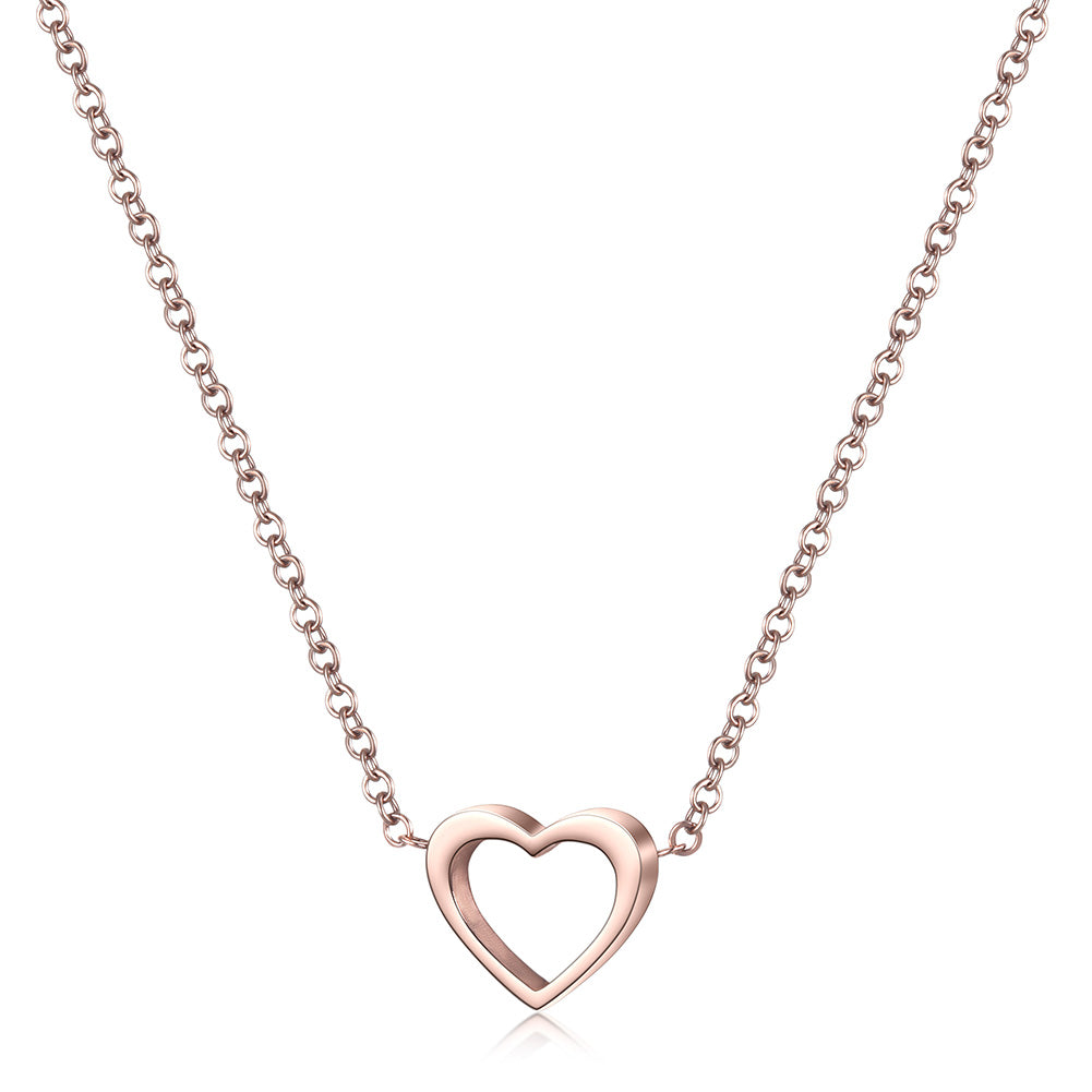 Minimally hollowed out heart-shaped necklace-NSSN680ST
