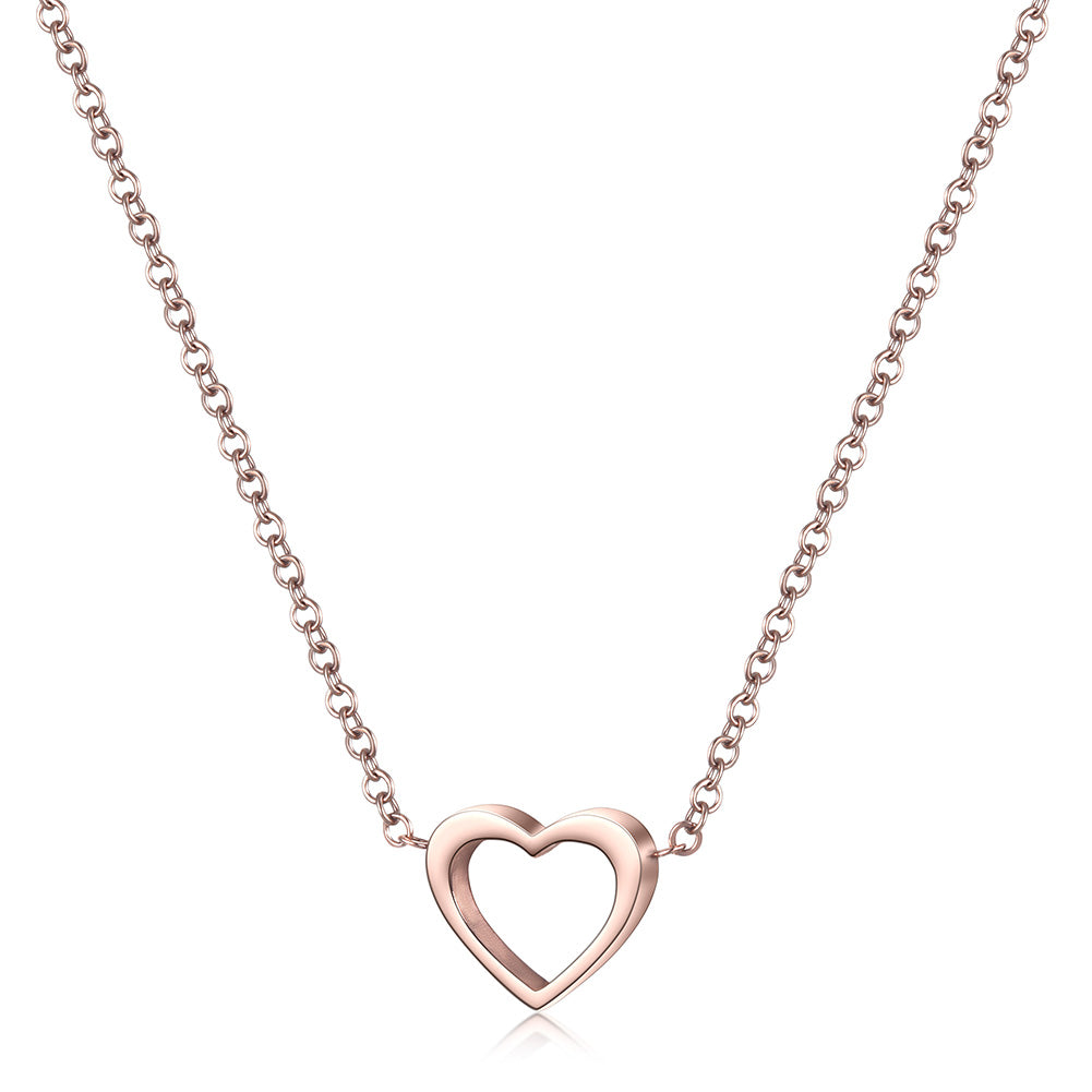 Minimally hollowed out heart-shaped necklace-NSSN680ST