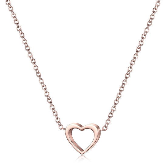 Minimally hollowed out heart-shaped necklace-NSSN680ST