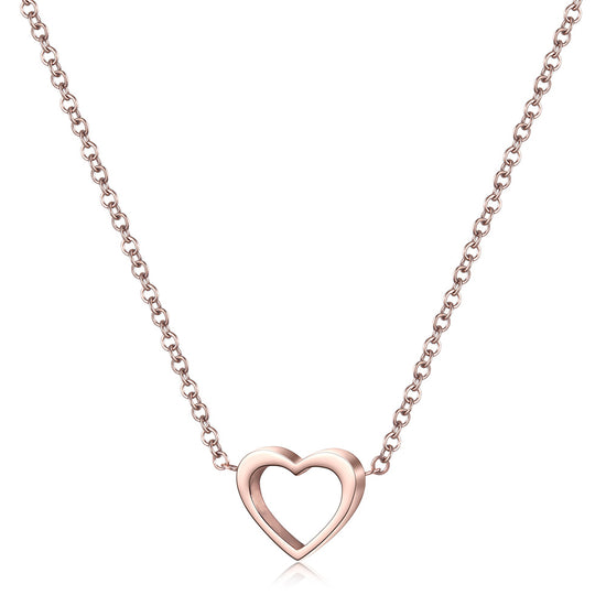 Minimally hollowed out heart-shaped necklace-NSSN680ST