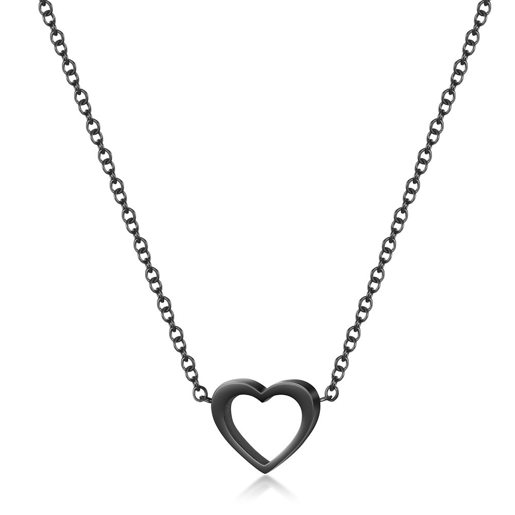 Minimally hollowed out heart-shaped necklace-NSSN680ST