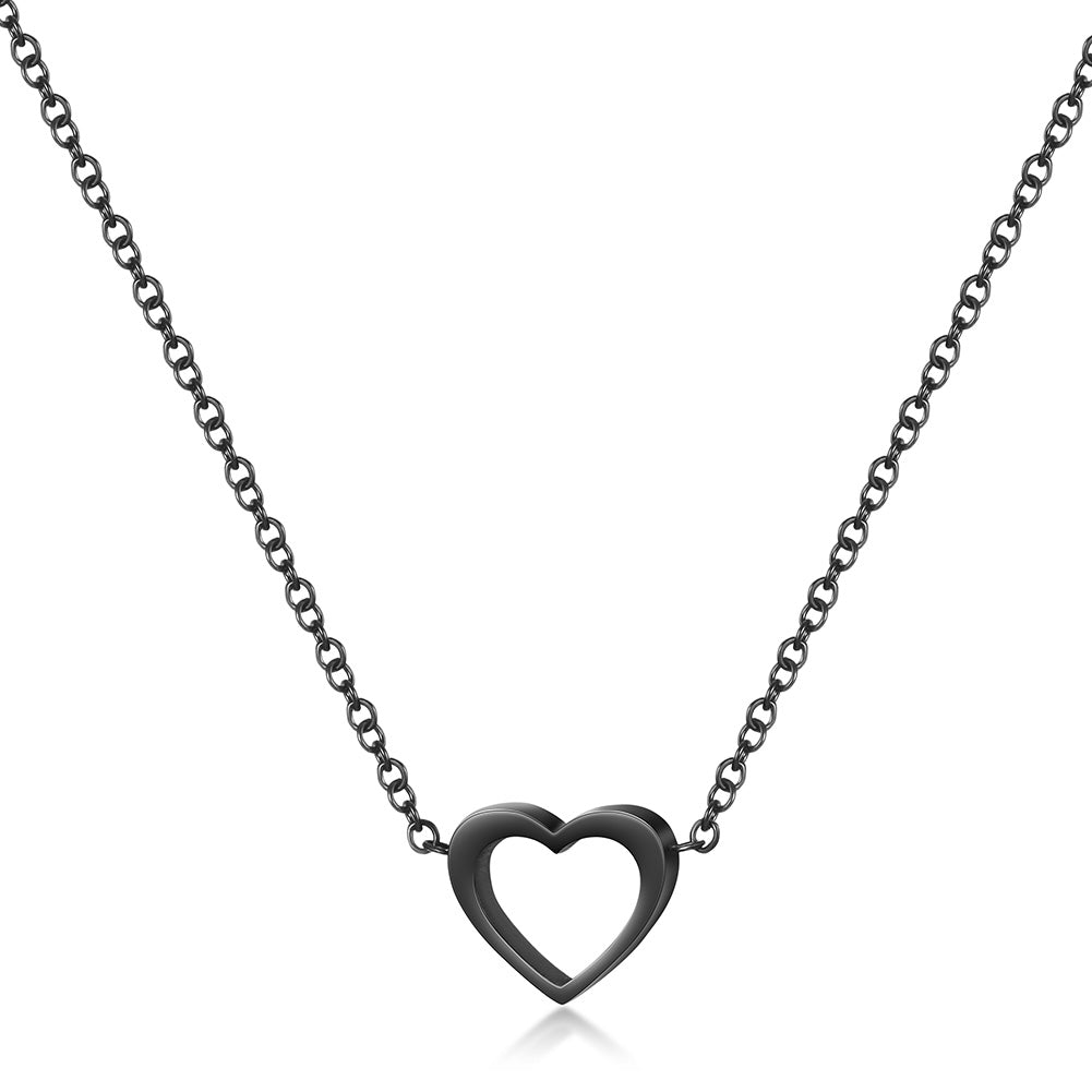 Minimally hollowed out heart-shaped necklace-NSSN680ST