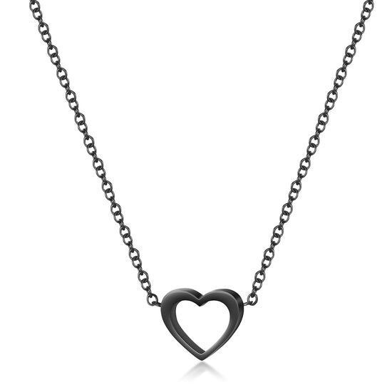 Minimally hollowed out heart-shaped necklace-NSSN680ST