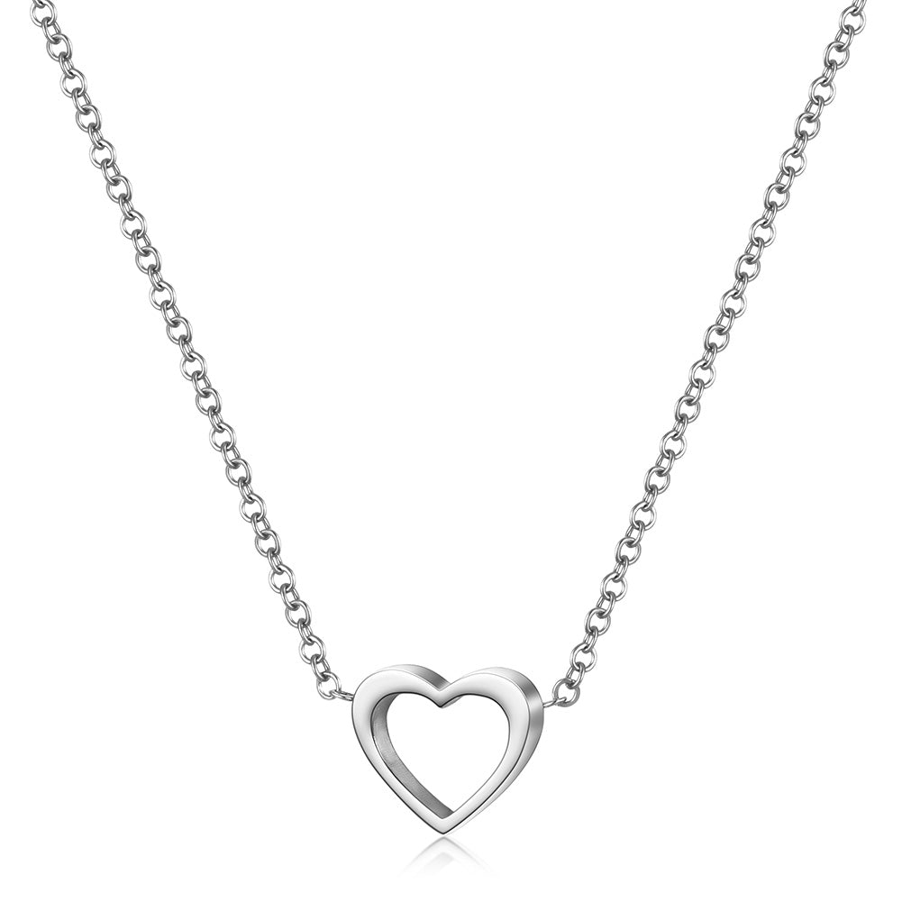 Minimally hollowed out heart-shaped necklace-NSSN680ST