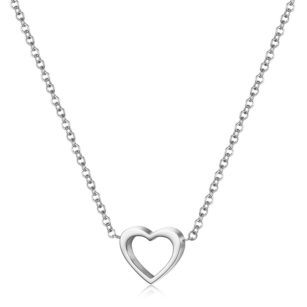 Minimally hollowed out heart-shaped necklace-NSSN680ST