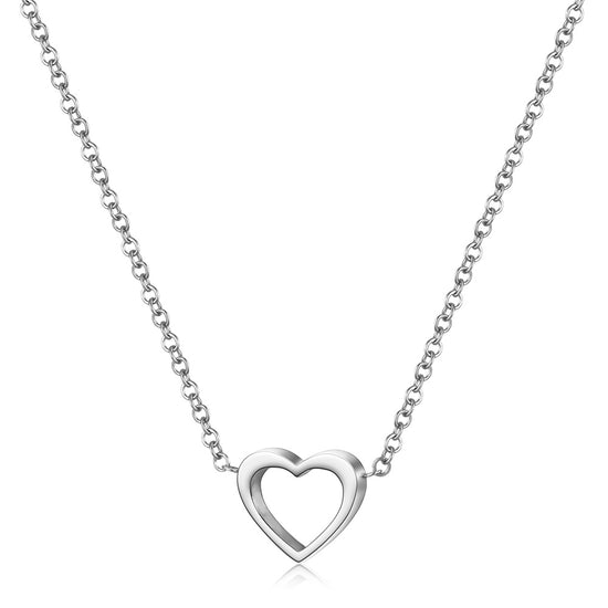 Minimally hollowed out heart-shaped necklace-NSSN680ST