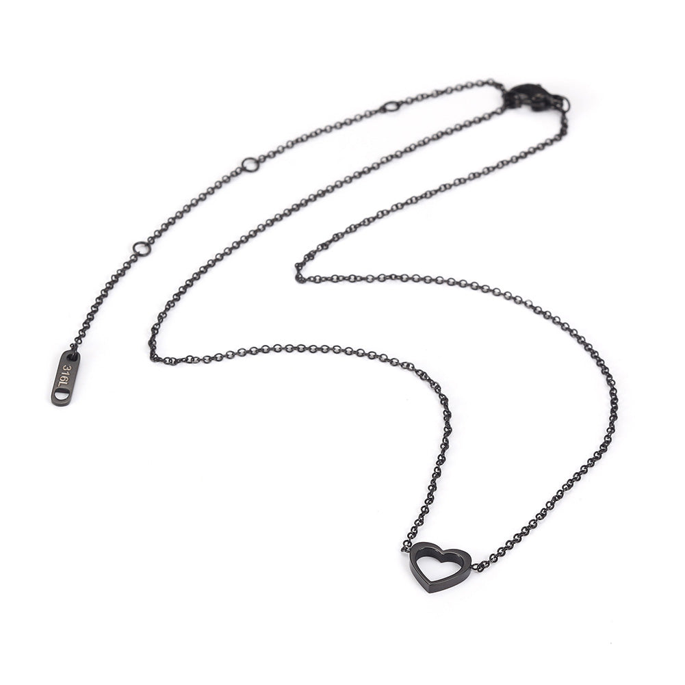 Minimally hollowed out heart-shaped necklace-NSSN680ST