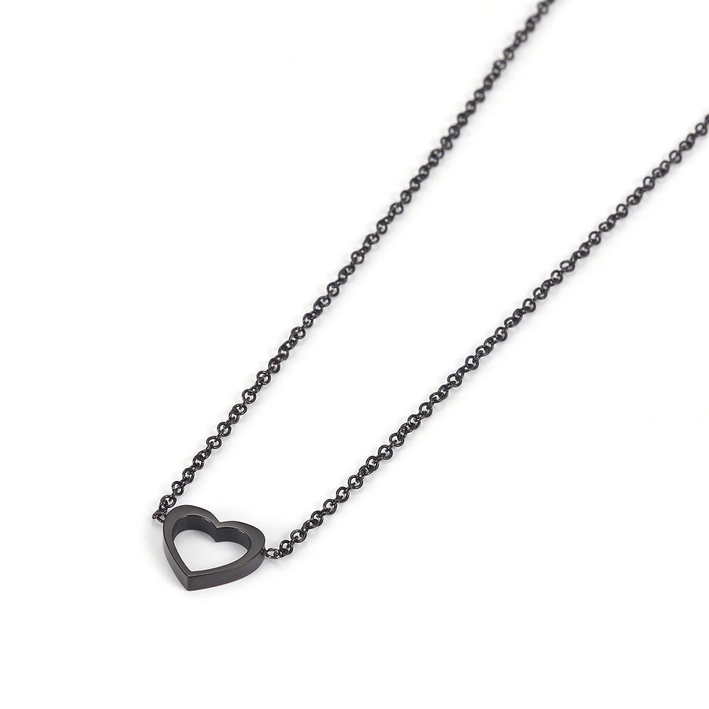 Minimally hollowed out heart-shaped necklace-NSSN680ST