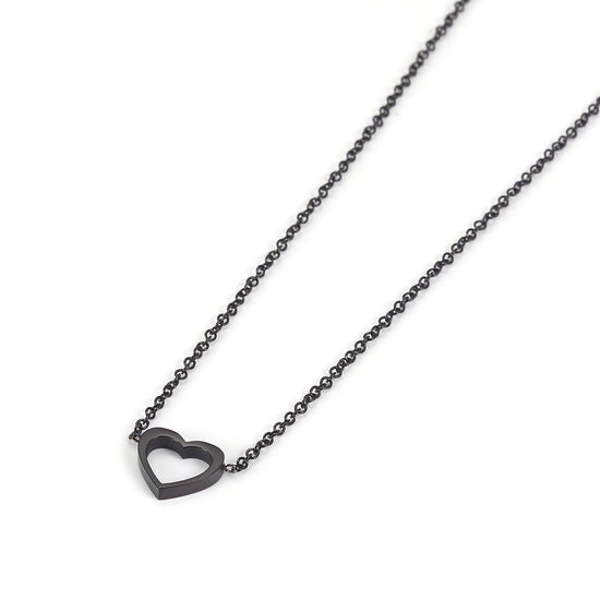 Minimally hollowed out heart-shaped necklace-NSSN680ST