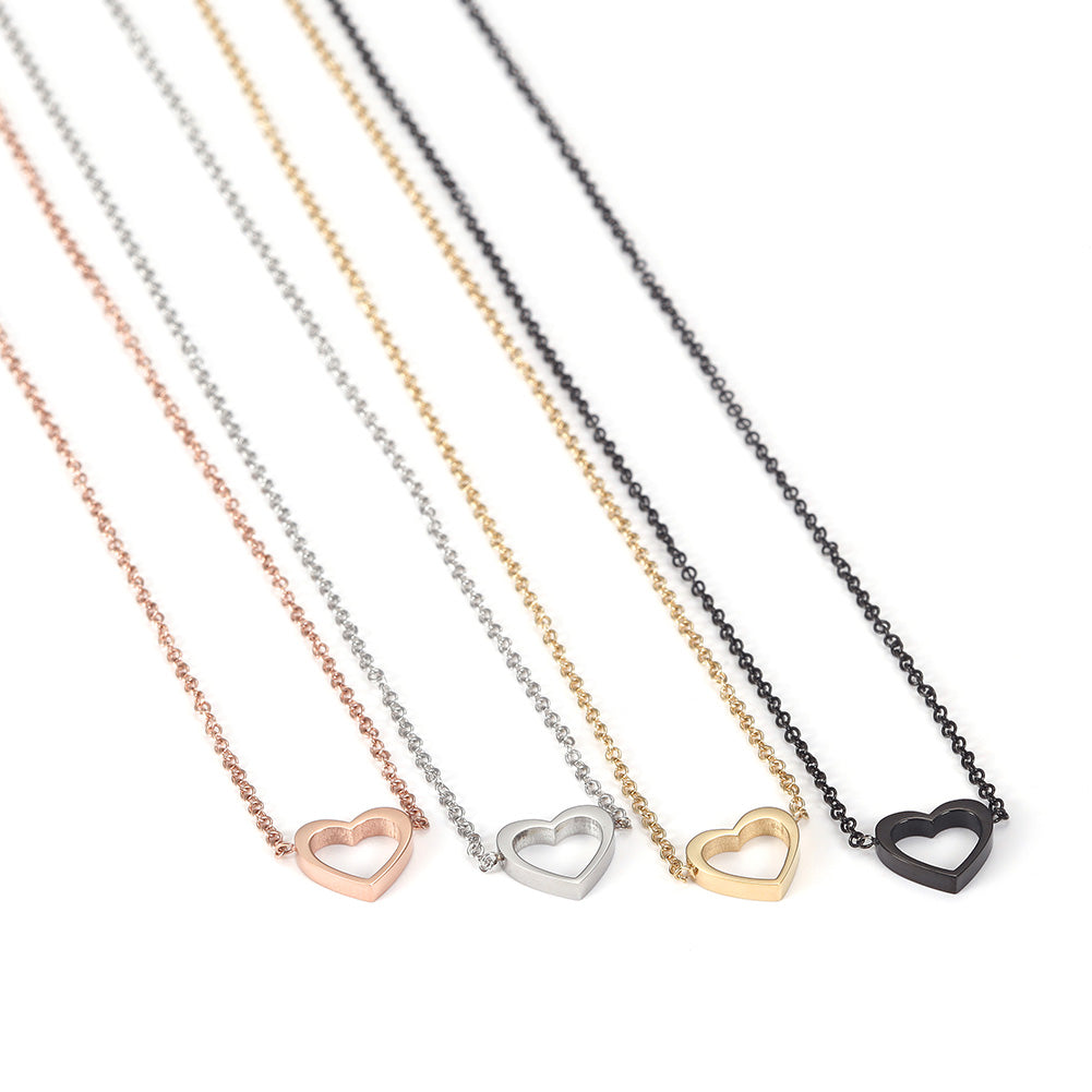 Minimally hollowed out heart-shaped necklace-NSSN680ST