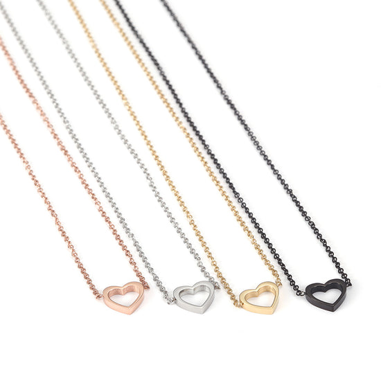 Minimally hollowed out heart-shaped necklace-NSSN680ST