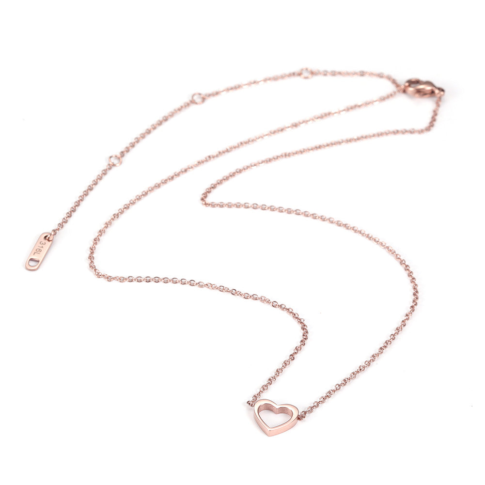 Minimally hollowed out heart-shaped necklace-NSSN680ST